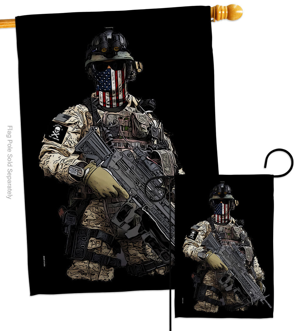 AMERICAN WARRIOR FLAG. 28/40 INCH, DOUBLE SIDED FLAG.