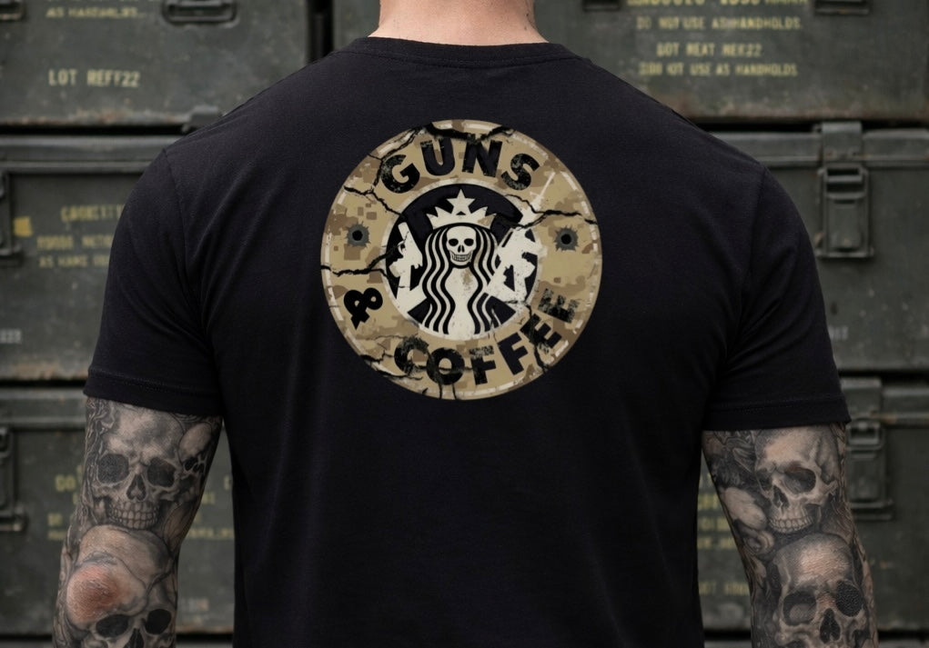 DESERT CAMO GUNS AND COFFEE