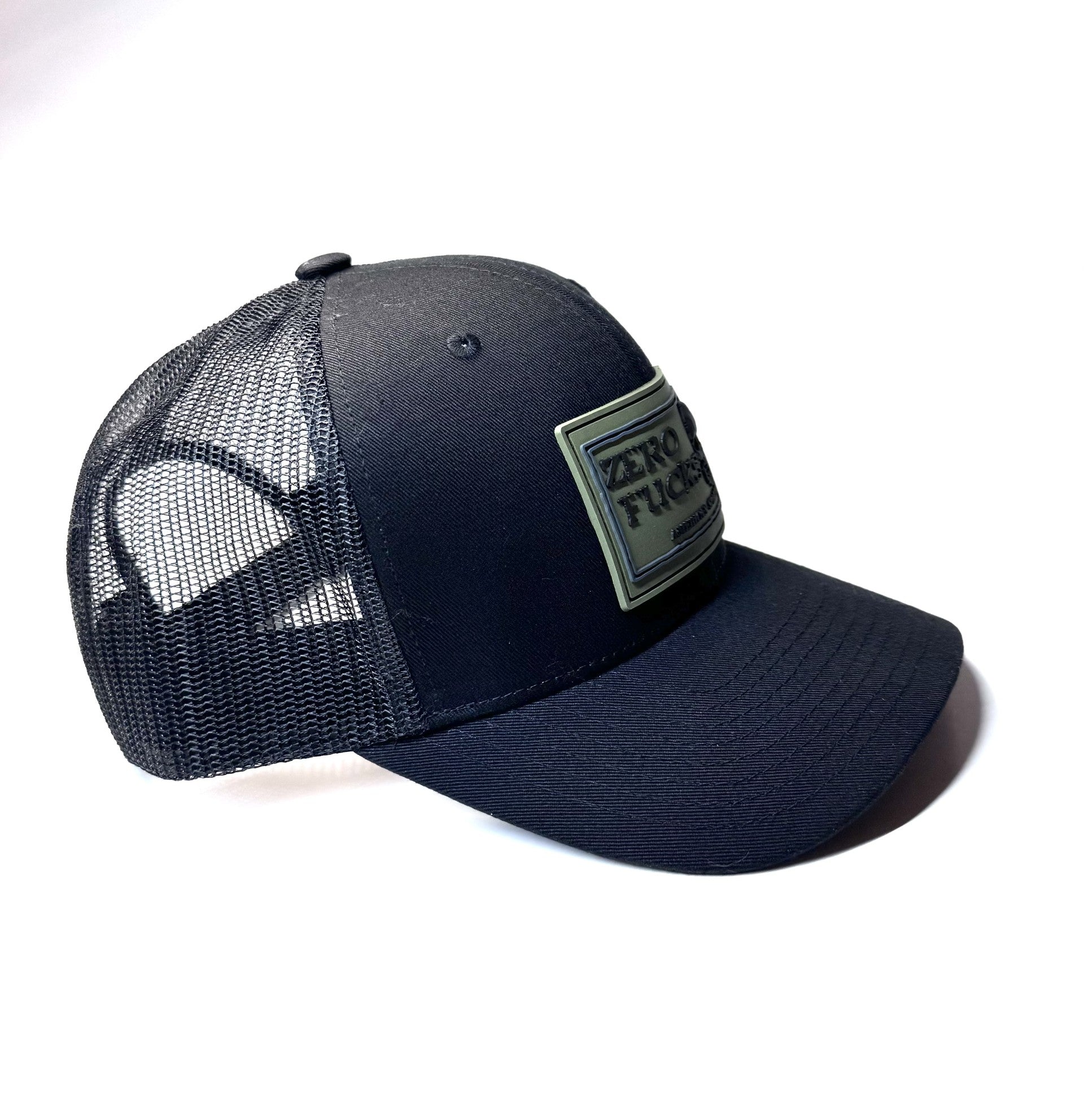 HAT BLACK ON BLACK MESH ZERO FUCKS